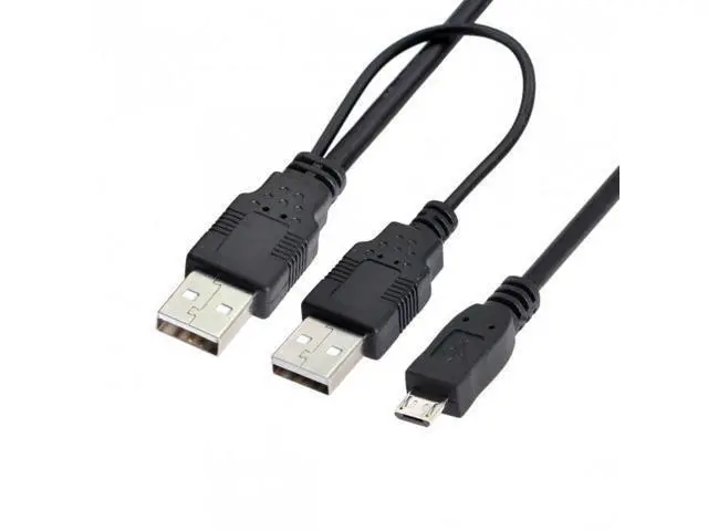 Alt view image 2 of 7 - HKCY U2-072 USB 2.0 Two Male to Micro USB 5Pin Male Y Cable 80cm for external Hard Disk Drive