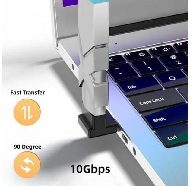 Alt view image 4 of 5 - 10Gbps USB3.0 Male to Female Extension Power Data Video Adapter 90 Degree Up Angled Type