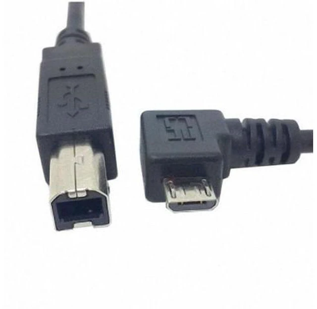 Alt view image 2 of 7 - HKCY U2-103-LE Left Angled 90 Degree Micro USB OTG to Standard B Type Printer Scanner Hard Disk Cable 60cm