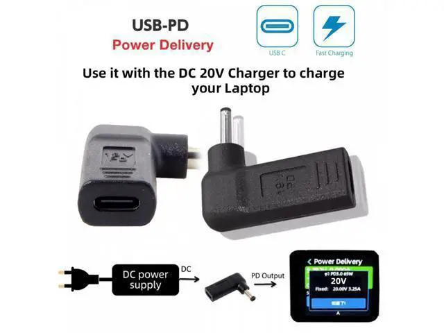 Alt view image 5 of 7 - PD Power USB 3.1 Type-C USB-C to DC 4.5*3.0mm Laptop Adapter PD Emulator Trigger 90 Degree Angled