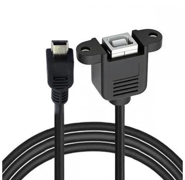 Main image of Mini USB B Type 5pin Male to USB 2.0 B Type Female Data Cable with M3 Nuts Panel Mount Type
