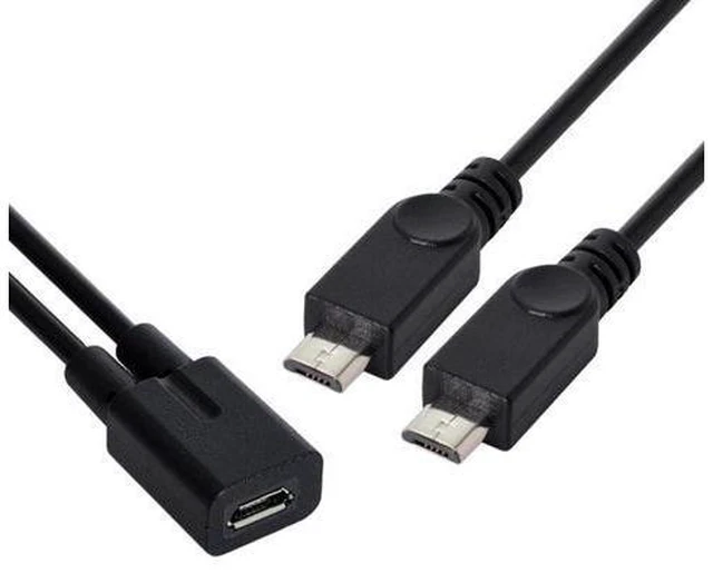 Alt view image 2 of 7 - Micro USB Female to 2 Micro USB Male Splitter Extension Cable U2-110-BK