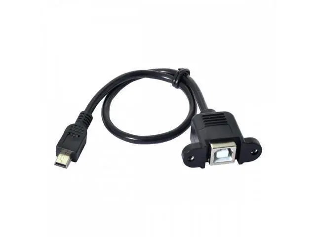 Alt view image 2 of 7 - Mini USB B Type 5pin Male to USB 2.0 B Type Female Data Cable with M3 Nuts Panel Mount Type