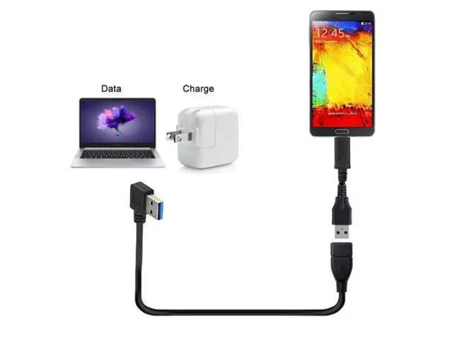 Alt view image 5 of 6 - SM Right Angled USB 3.0 Type-A Male to USB 3.0 Type-A Female Extension Cable 20cm 5Gbps 90 Degree