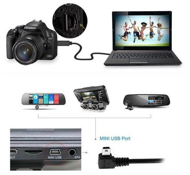 Alt view image 6 of 7 - CY 5pin Mini USB type Male Right Angled 90 degree to USB 2.0 male data charge cable 50cm