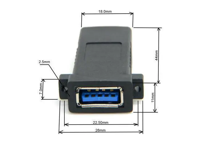 Alt view image 2 of 5 - USB 3.0 A Female to A Female Extension Jack Coupler Adapter for Wall Plate Panel USB Cable