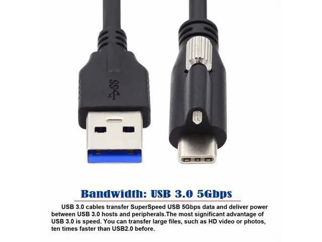 Alt view image 4 of 7 - USB 3.1 Type-C Locking Connector to Standard USB3.0 Data Cable for Camera With Panel Mount Screw (3.0m)