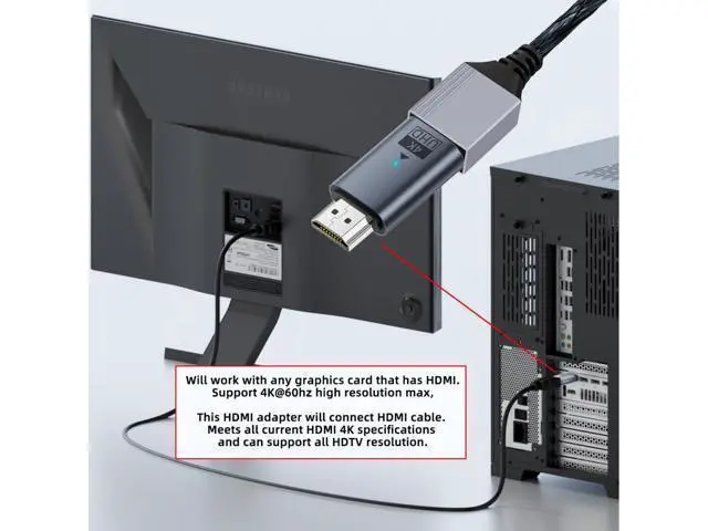 Alt view image 3 of 7 - Blue CY Virtual Display Adapter 4K HDMI 1.4 Male to Female Extension DDC EDID Dummy Plug Headless Ghost Display Emulator HDTV 4K@60Hz