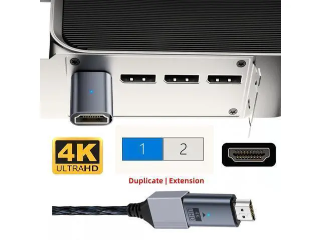 Alt view image 4 of 7 - Blue CY Virtual Display Adapter 4K HDMI 1.4 Male to Female Extension DDC EDID Dummy Plug Headless Ghost Display Emulator HDTV 4K@60Hz