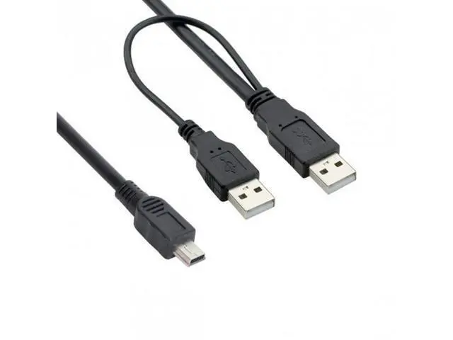 Alt view image 2 of 7 - SM USB2.0 Dual Two A type Male to Mini 5-Pin male Y Cable for Hard Disk Drive Case
