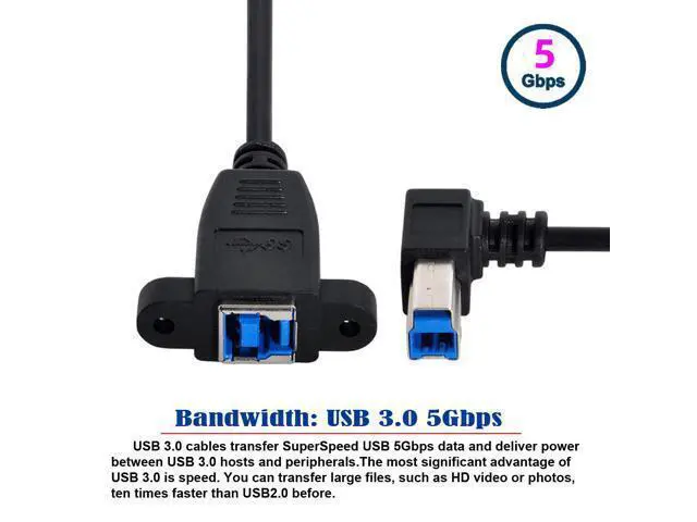 Alt view image 2 of 7 - USB 3.0 Back Panel Mount B Type Female To Right Angled 90 Degree B Type Male Extension cable 0.5m U3-288-0.5M