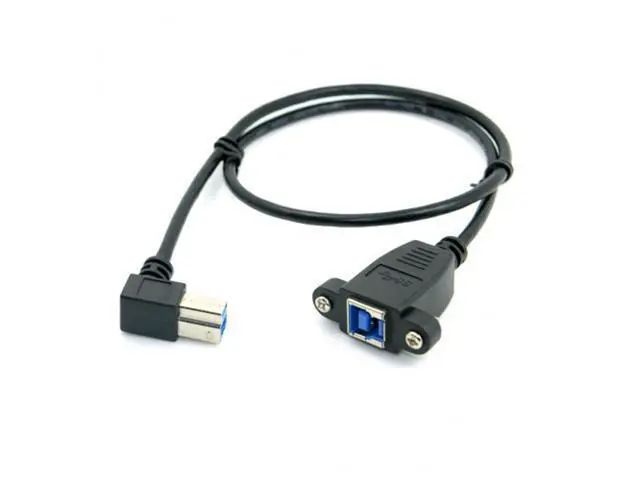 Alt view image 6 of 7 - USB 3.0 Back Panel Mount B Type Female To Right Angled 90 Degree B Type Male Extension cable 0.5m U3-288-0.5M
