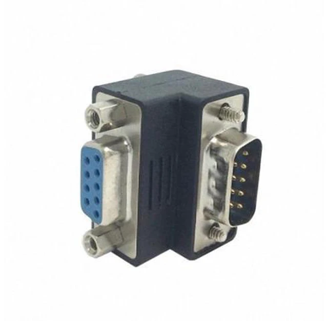 Alt view image 2 of 5 - Down Right Angled 270 degree RS232 D-Sub 9Pin Male screw type To Female Nut type extension Adapter DB-001-DN