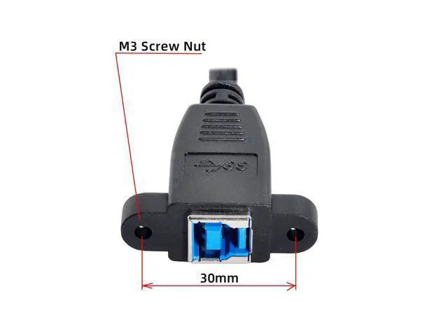 Alt view image 3 of 7 - USB 3.0 Back Panel Mount B Type Female To Right Angled 90 Degree B Type Male Extension cable 0.5m U3-288-0.5M