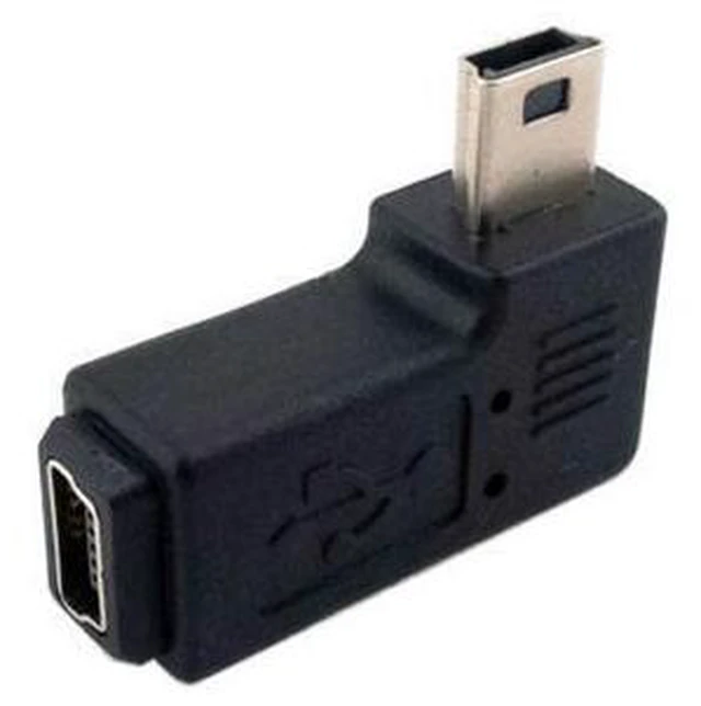 Alt view image 2 of 7 - SM Mini USB 2.0 5P Male to Female M to F Extension Adapter 90 Degree Left Angled