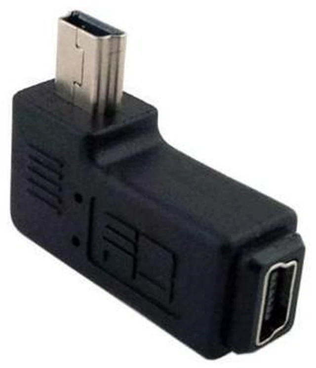 Alt view image 3 of 7 - SM Mini USB 2.0 5P Male to Female M to F Extension Adapter 90 Degree Left Angled