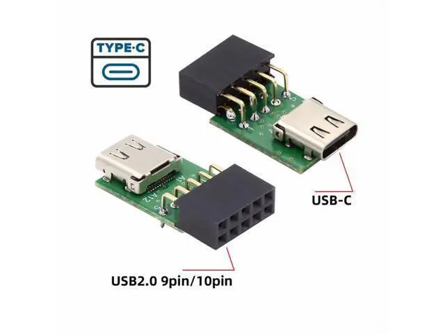 Alt view image 4 of 7 - Single Port USB 3.1 Type-C USB-C Female to USB 2.0 Motherboard 9pin 10pin Header Adapter PCBA 480Mbps