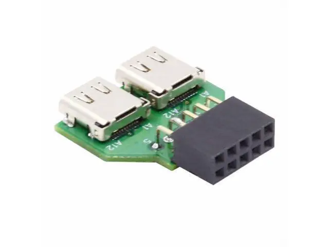 Alt view image 2 of 7 - Dual Ports USB 3.1 Type-C USB-C Female to USB 2.0 Motherboard 9pin 10pin Header Adapter PCBA 480Mbps