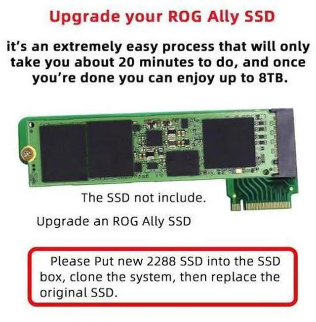 Alt view image 3 of 7 - HKCY NVME M-Key 22x30mm to 22x80mm Angled Extension SSD Upgrade Adapter Compatible with ROG Ally Gaming