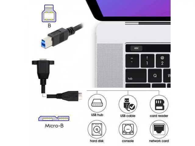 Alt view image 7 of 7 - USB 3.0 Type-B Female to USB3.0 Micro-B Male Cable Extension 5Gbps for Disk SSD Camera Data 30cm