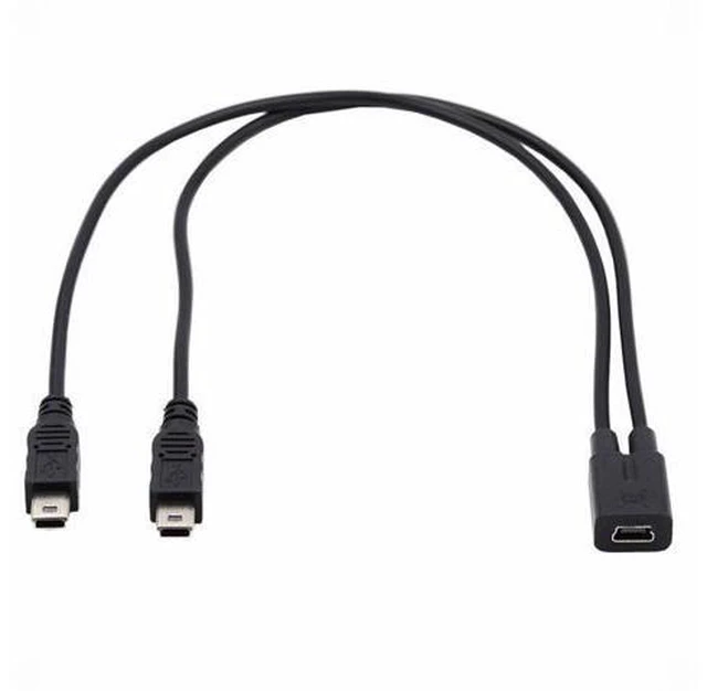 Alt view image 2 of 7 - Mini USB 2.0 Female DC 5V to Dual Mini USB 5Pin Male Splitter Extension Charge Cable
