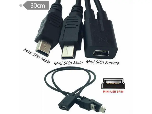 Alt view image 3 of 7 - Mini USB 2.0 Female DC 5V to Dual Mini USB 5Pin Male Splitter Extension Charge Cable