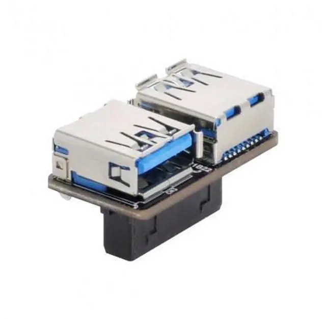 Main image of Dual USB 3.0 A Type Female to Motherboard 20/19 Pin Box Header Slot Adapter PCBA Flat Type