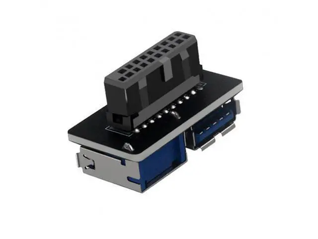 Alt view image 2 of 7 - Dual USB 3.0 A Type Female to Motherboard 20/19 Pin Box Header Slot Adapter PCBA Flat Type