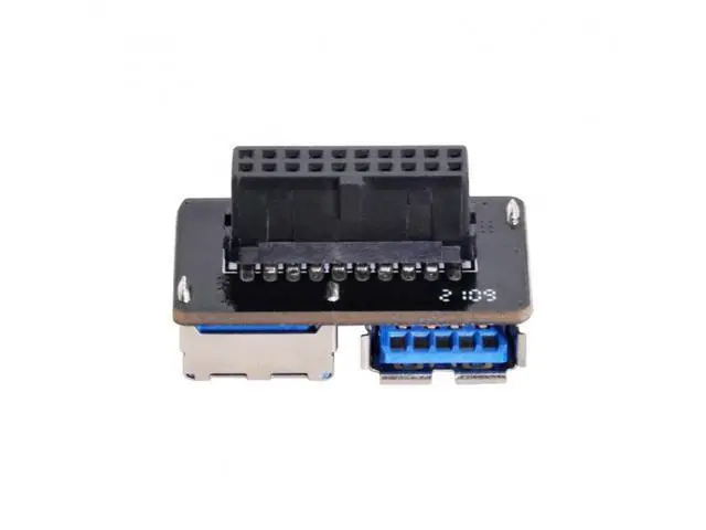 Alt view image 3 of 7 - Dual USB 3.0 A Type Female to Motherboard 20/19 Pin Box Header Slot Adapter PCBA Flat Type
