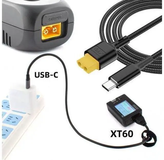Alt view image 4 of 7 - HKCY USB-C Charger Cord SC100 Protocol XT60 to Type-C Fast Charging Cable for RC Lipo Battery Quadcopter Multicopter Aeromodelling