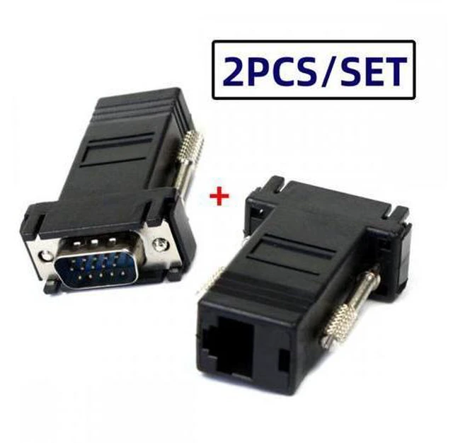 Alt view image 2 of 7 - 2pcs/set VGA RGB Male to Male over Cat6 Cat5e RJ45 Female Ethernet Modualr Adapter for Computer Monitor