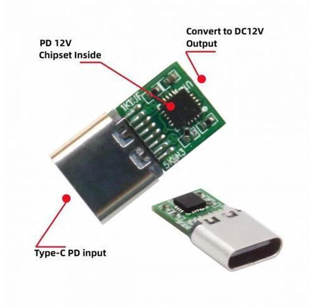 Alt view image 4 of 7 - USB 3.1 Type-C USB-C Female to DC 12V 3.5x1.3mm Plug Adapter PD Emulator Trigger 90 Degree Angled