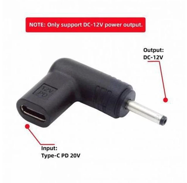 Alt view image 6 of 7 - USB 3.1 Type-C USB-C Female to DC 12V 3.5x1.3mm Plug Adapter PD Emulator Trigger 90 Degree Angled