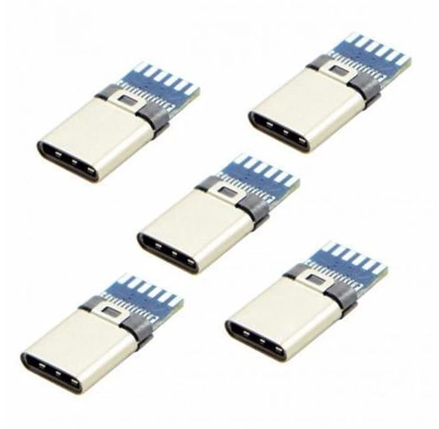 Alt view image 2 of 7 - 5set DIY 24pin USB 3.1 Type-C USB-C Male Plug Connector SMT type with 3.5mm SR and Housing Cover (White)