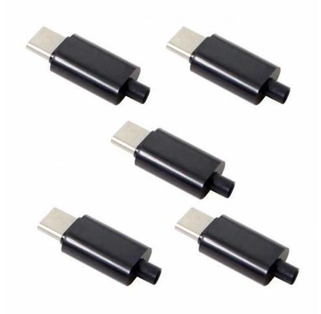 Alt view image 6 of 6 - 5pcs/lot DIY 24pin USB Type-C USB-C Male OTG Host Type 5.1k Resistor with Black Housing Cover