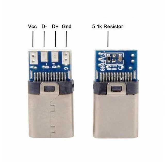 Alt view image 4 of 6 - 5pcs/lot DIY 24pin USB Type-C USB-C Male OTG Host Type 5.1k Resistor with Black Housing Cover