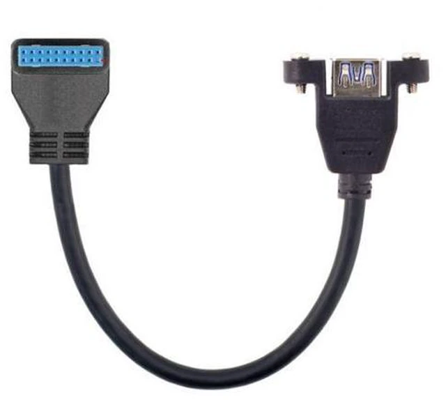 Alt view image 3 of 6 - USB 3.0 Single Port A Female Screw Mount Type to Up Angled Motherboard 20pin Header Cable 90 Degree U3-384-UP