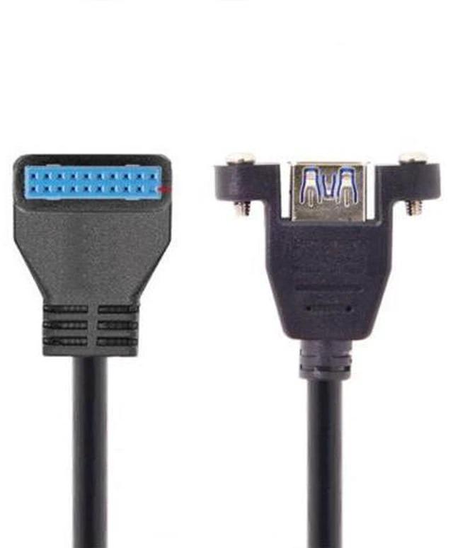 Alt view image 4 of 6 - USB 3.0 Single Port A Female Screw Mount Type to Up Angled Motherboard 20pin Header Cable 90 Degree U3-384-UP