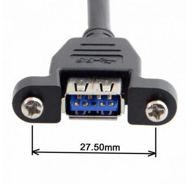 Alt view image 4 of 6 - USB 3.0 Single Port A Female Screw Mount Type to Down Angled Motherboard 20pin Header Cable 90 Degree