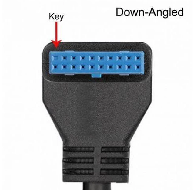 Alt view image 5 of 6 - USB 3.0 Single Port A Female Screw Mount Type to Down Angled Motherboard 20pin Header Cable 90 Degree