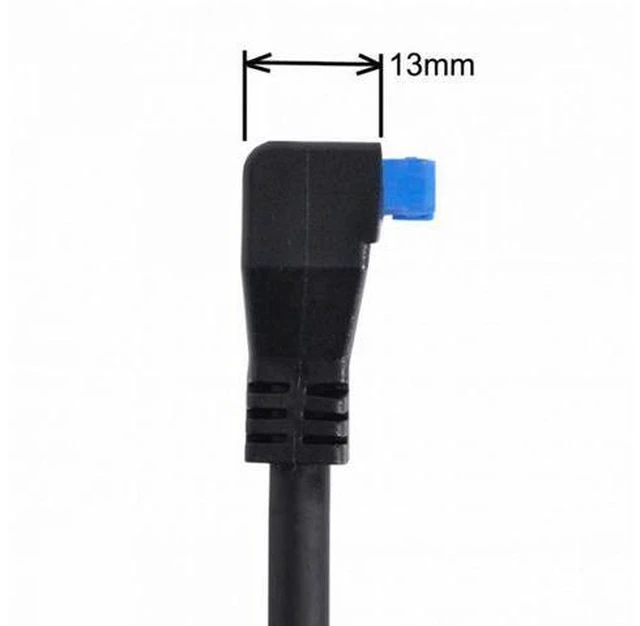 Alt view image 6 of 6 - USB 3.0 Single Port A Female Screw Mount Type to Down Angled Motherboard 20pin Header Cable 90 Degree