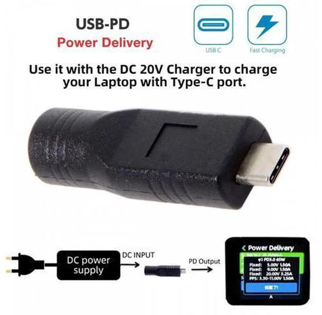Alt view image 7 of 7 - 65W PD DC Power Jack 7.9*5.4mm Input to Type-C USB-C Power Plug Charge Adapter for Laptop Phone