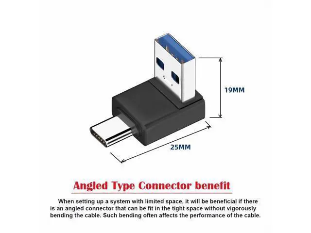 Alt view image 3 of 7 - Up Angled USB3.0 Type A Male to USB 3.1 Type-C Male Data 10Gbps Charge Adapter 90 Degree for Laptop Phone