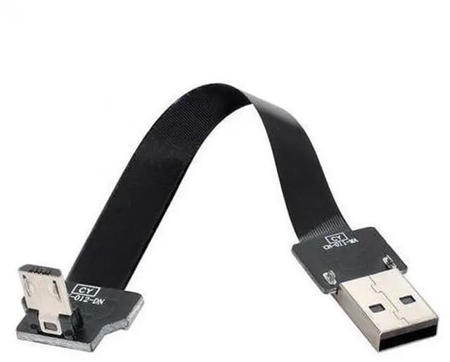 Alt view image 3 of 7 - 0.5M Down Angled USB 2.0 Type-A Male to Micro USB 5Pin Male Data Flat Slim FPC Cable for FPV & Disk & Phone