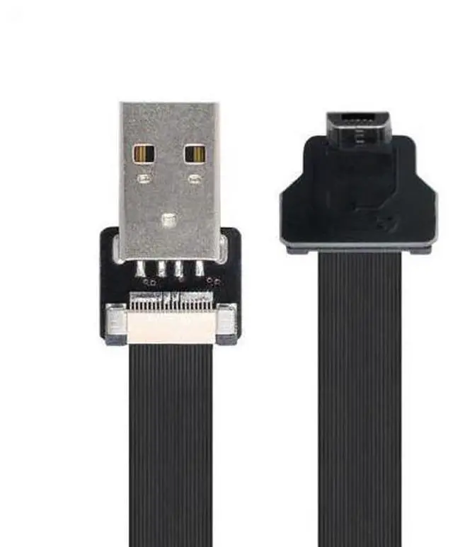 Alt view image 4 of 7 - 0.5M Down Angled USB 2.0 Type-A Male to Micro USB 5Pin Male Data Flat Slim FPC Cable for FPV & Disk & Phone