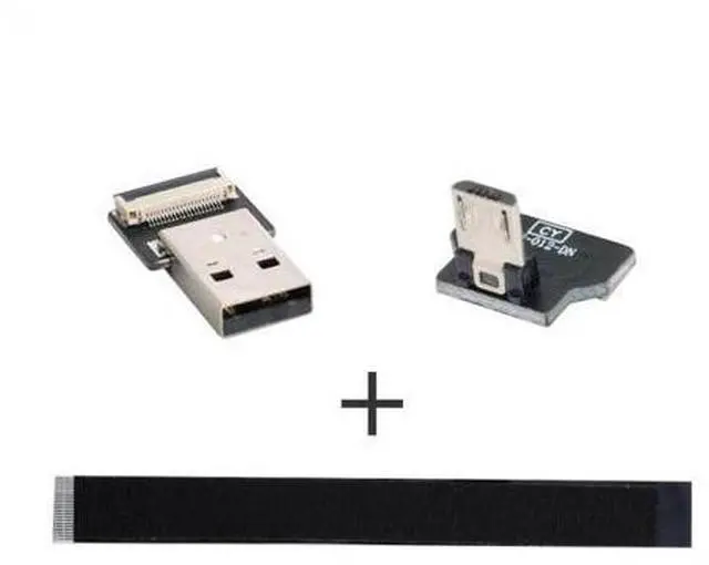 Alt view image 5 of 7 - 0.5M Down Angled USB 2.0 Type-A Male to Micro USB 5Pin Male Data Flat Slim FPC Cable for FPV & Disk & Phone