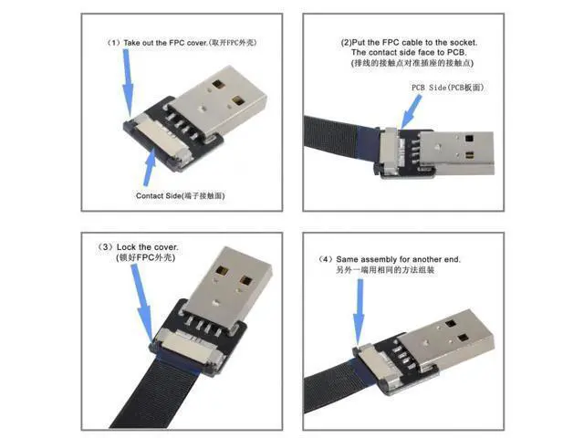 Alt view image 7 of 7 - 0.5M USB 2.0 Type-A Male to Micro USB 5Pin Male Data Flat Slim FPC Cable for FPV & Disk & Phone