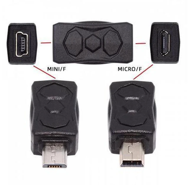 Alt view image 2 of 7 - 3pcs/lot Micro USB 2.0 to Mini USB 5Pin Male to Female Extension Data Power Adapter