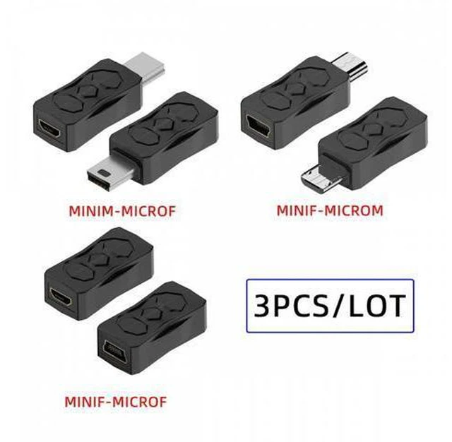 Alt view image 3 of 7 - 3pcs/lot Micro USB 2.0 to Mini USB 5Pin Male to Female Extension Data Power Adapter