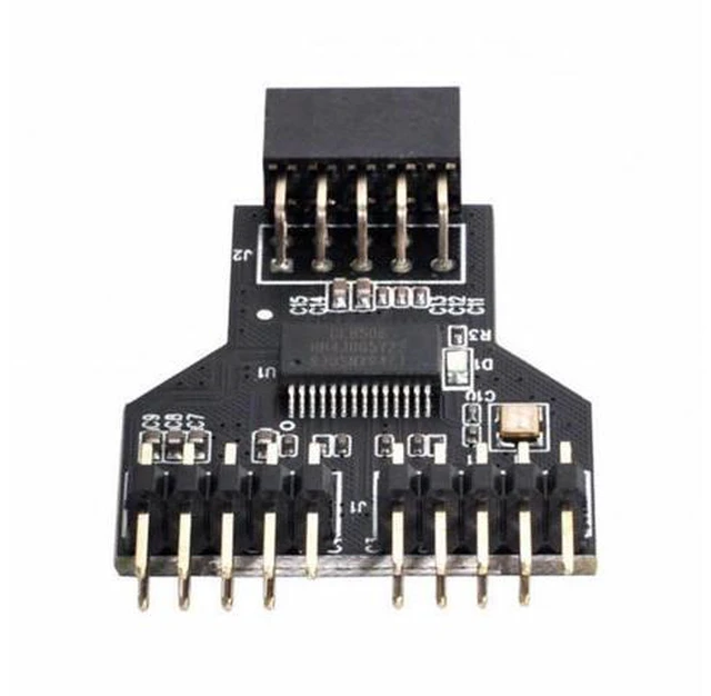 Alt view image 3 of 7 - Motherboard 9pin USB 2.0 Header 1 to 2 Female Extension HUB Connector Adapter Port Multilier